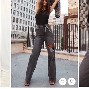 12th Tribe Brooklyn Black Slash Boyfriend Jeans